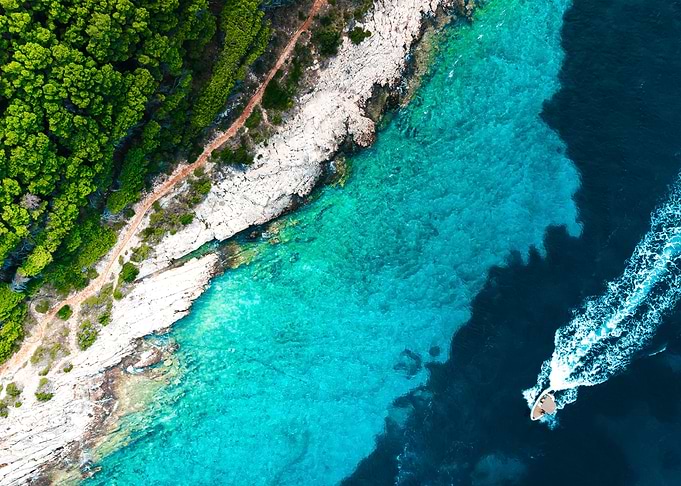 Sea And Boat Top View
