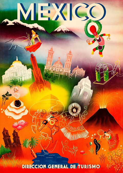 Vibrant Mexican Essence — vintage travel poster on metal