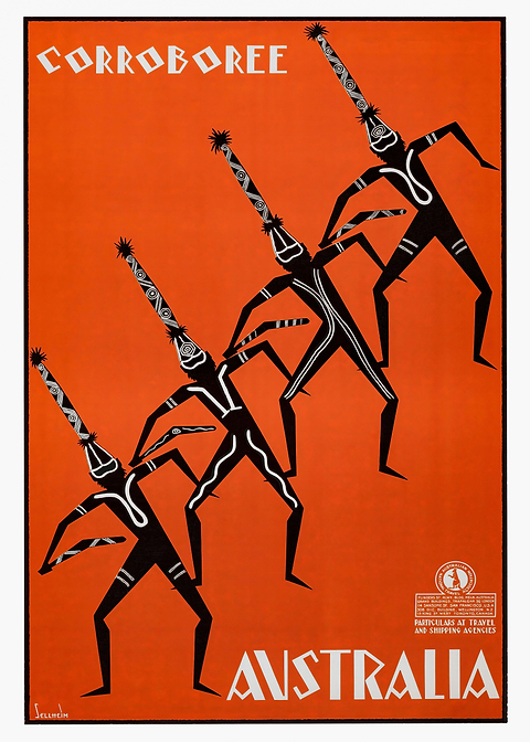 Corroboree — vintage travel poster on metal
