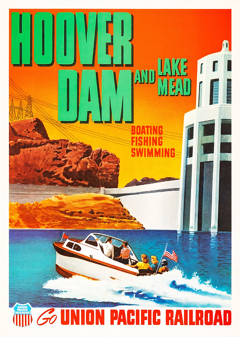 Retro Hoover Dam Escape — vintage travel poster on metal