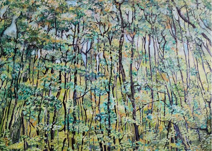 Green forest painting
