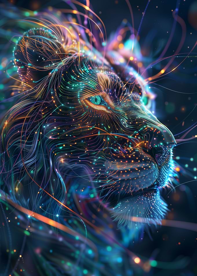 Glowing Lion In Nature