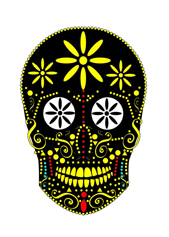 Sugar skull with flowers