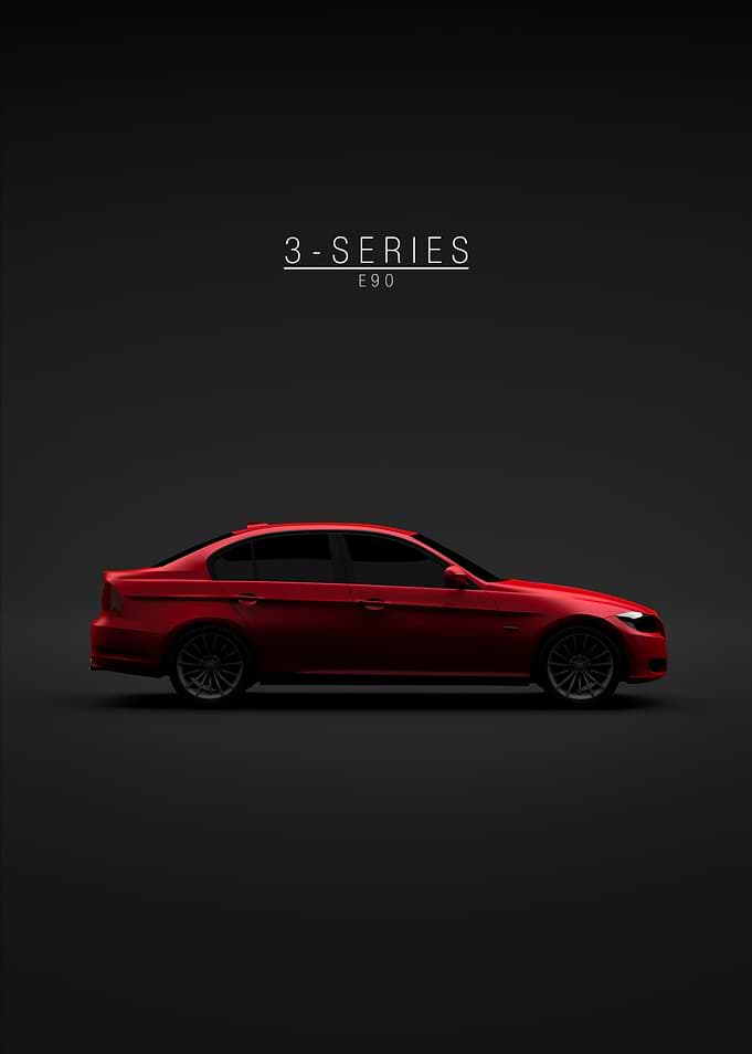 Red BMW 3 Series E90 2011