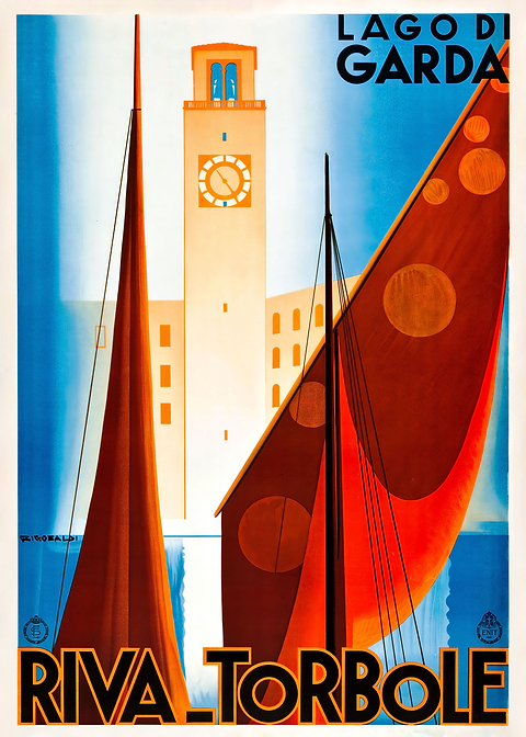 Vintage Lake Garda View — vintage travel poster on metal