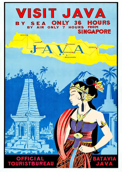 Vist Java — vintage travel poster on metal