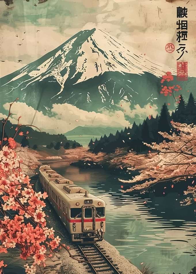 japan train in mount fuji