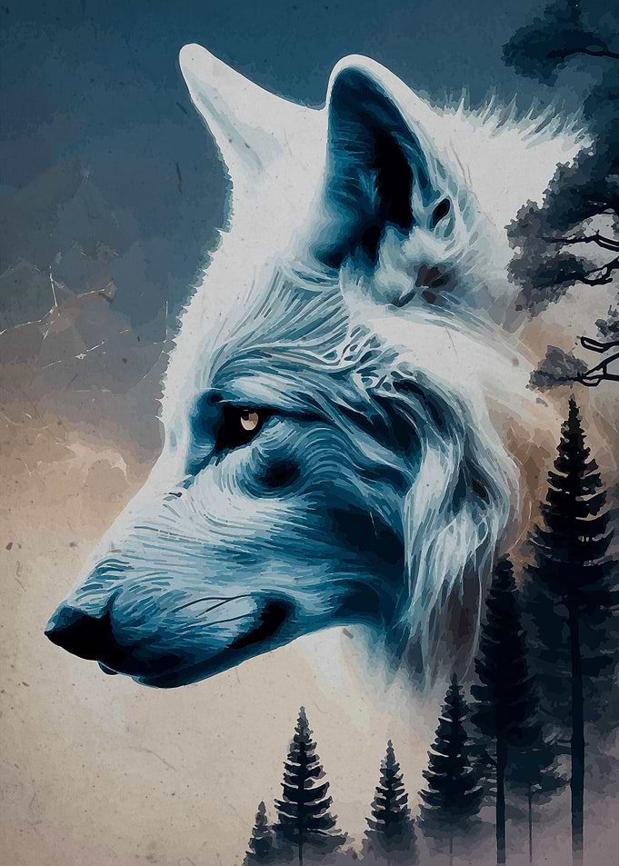 double exposure wolf