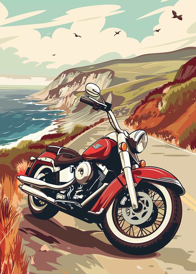 Chopper Motorcycle Beach