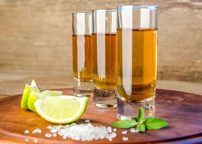Glasses of tequila