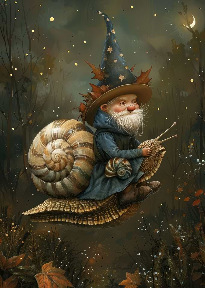 Gnome Riding Snail