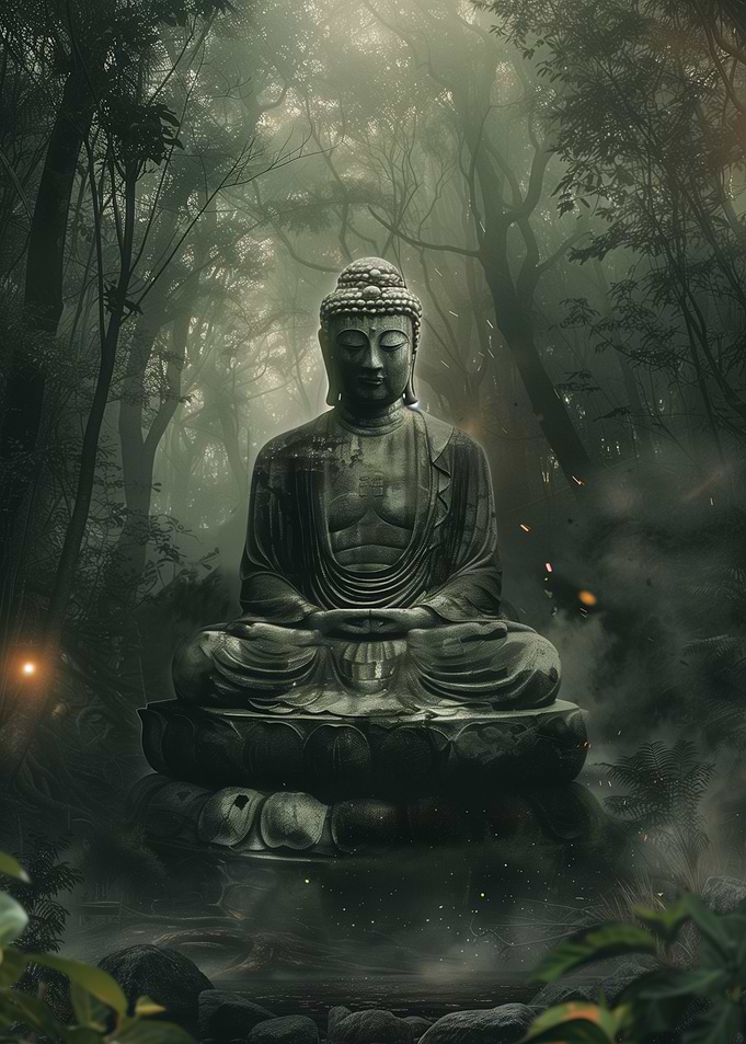 Buddha Statue in a Forest