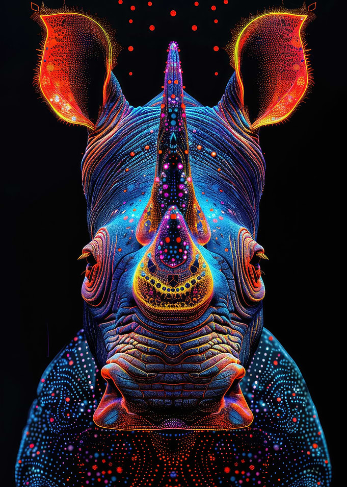 Neon Rhino Illustration