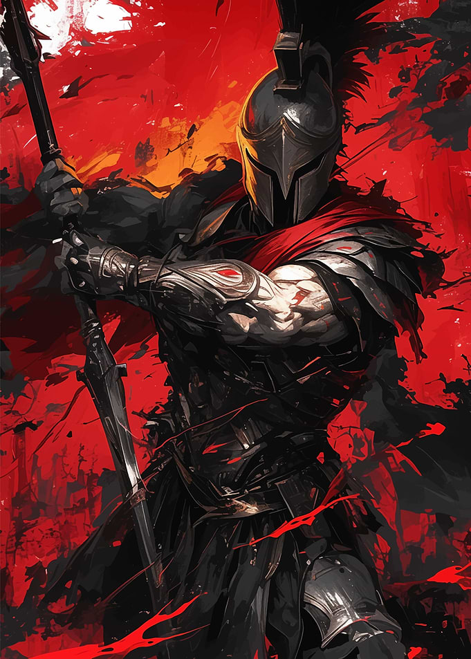Red Spartan warrior