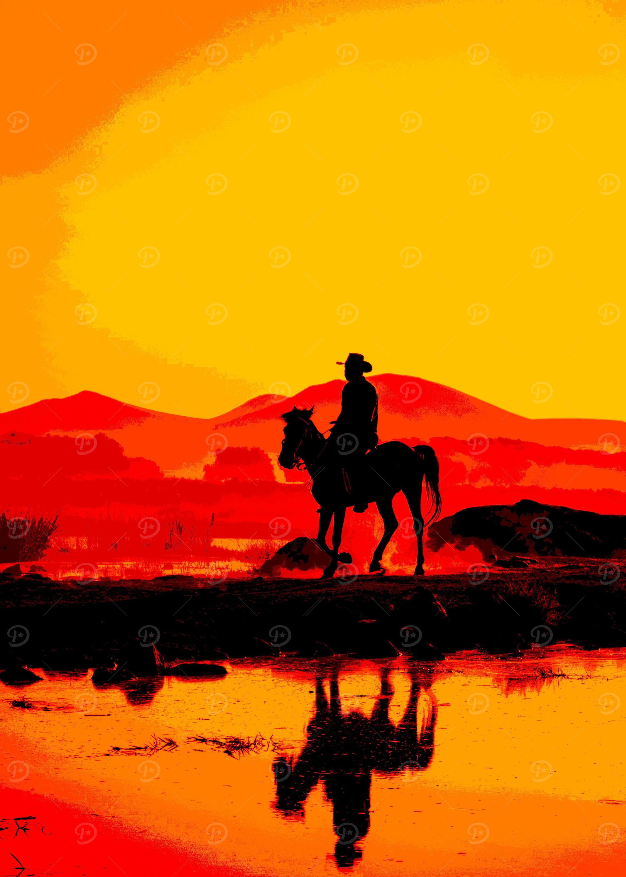Red sunset cowboy