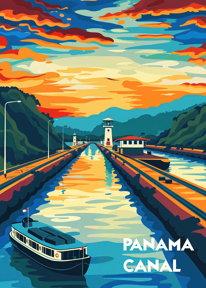 Sunset at Panama Canal