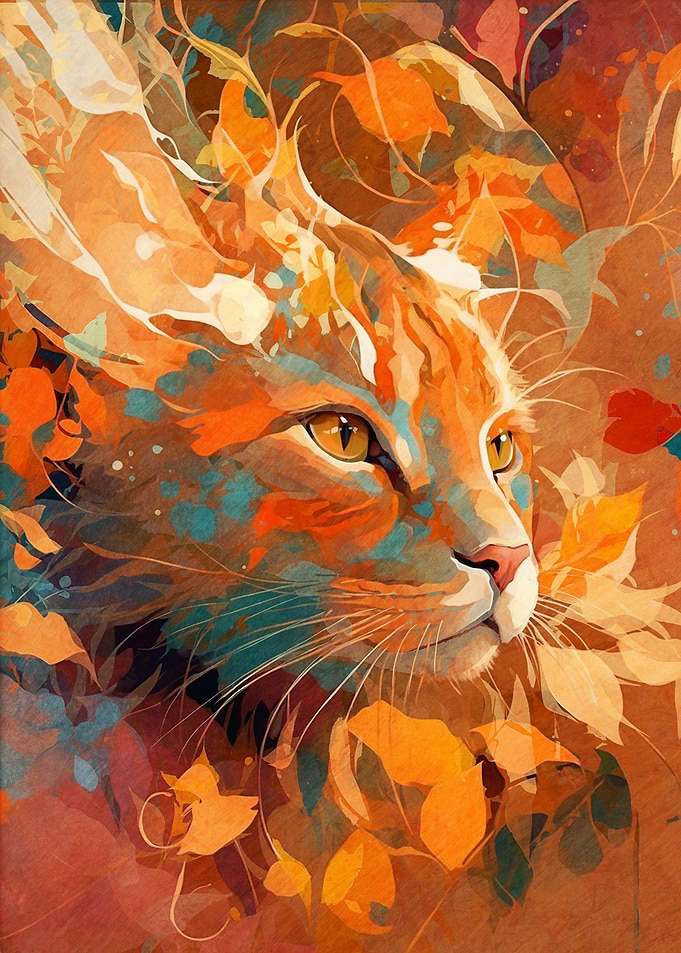 Autumn Feline Serenity