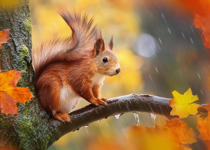 Cute squirrel fall season