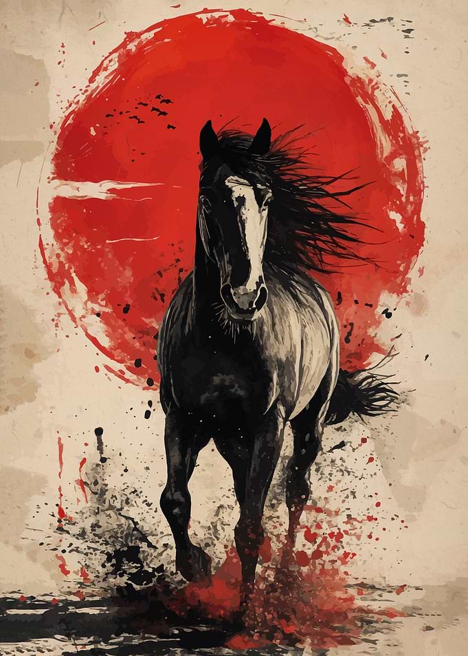 horse moon red japan