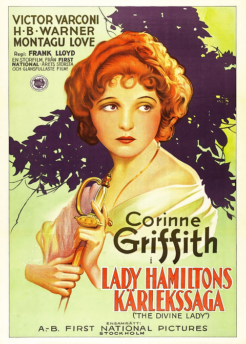 Elegant Lady Hamilton — vintage poster restored on metal