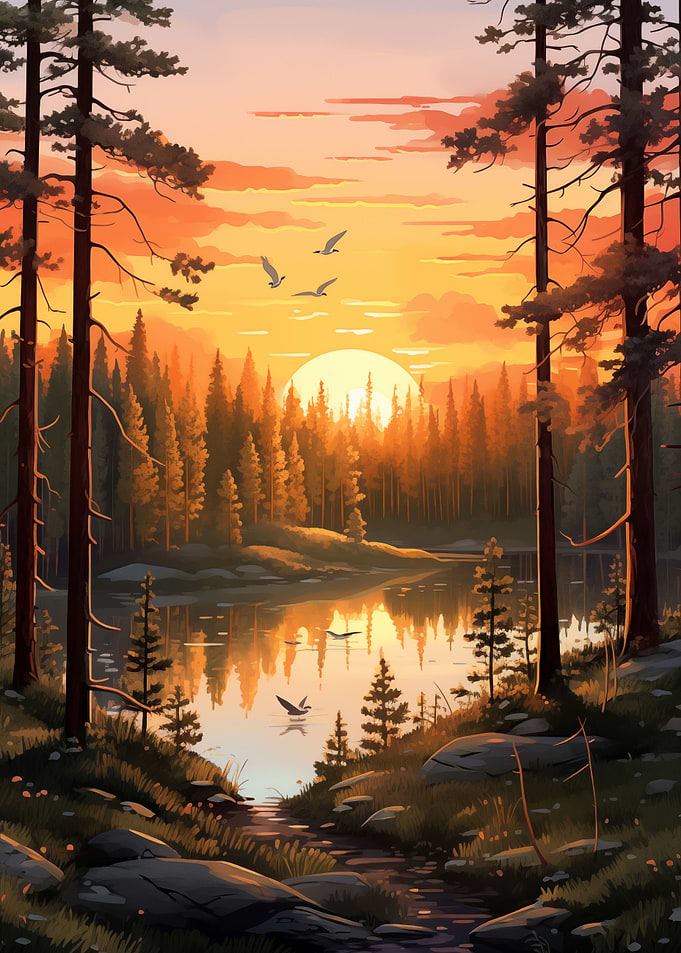 Lake in the forest Nature