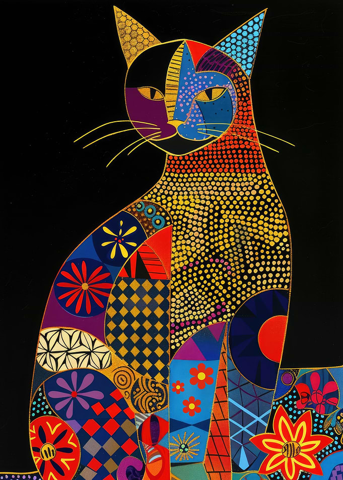 Patchwork Folk Art Cat