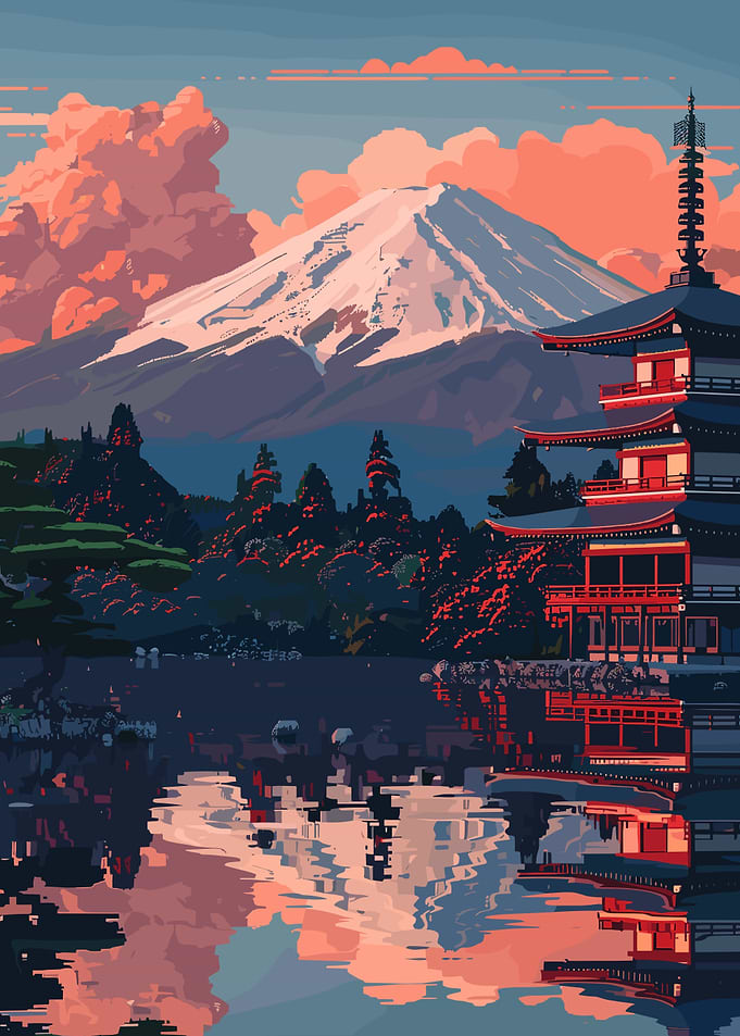 Japan Fuji Pixel Art