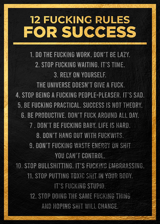 12 fucking rulesfor succes