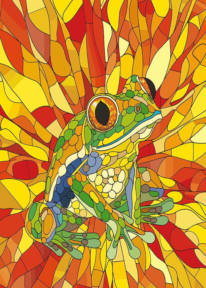 Pop Art Frog Cubism Style