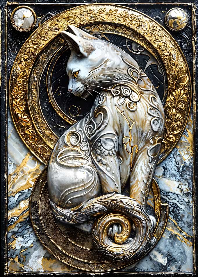 Regal Kintsugi Cat Art