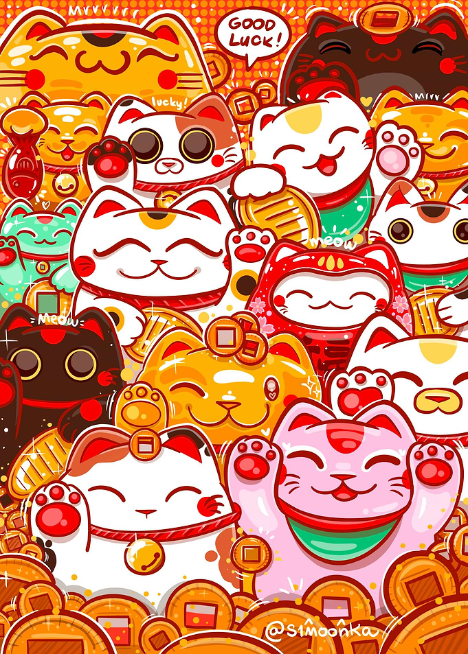 Bunch of Maneki Nekos