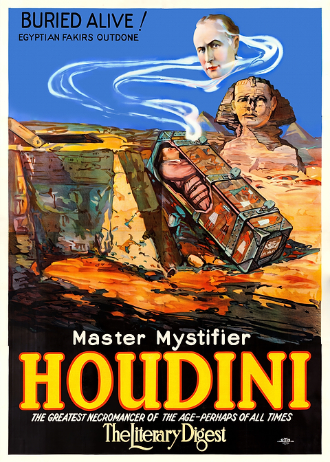 Houdini Movie Poster — retro advertising art on metal