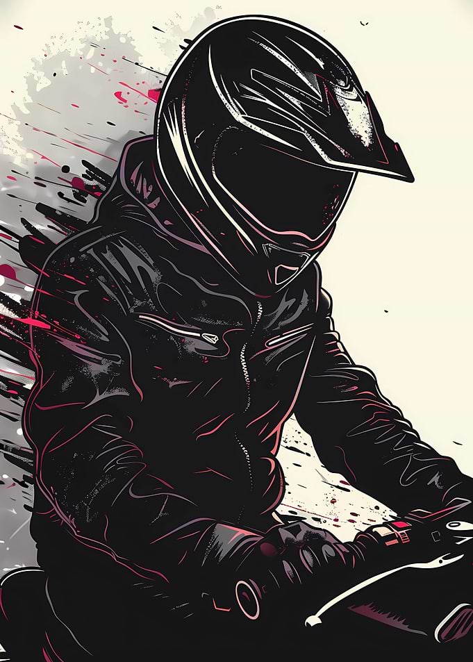 Biker on a motorbike Bike