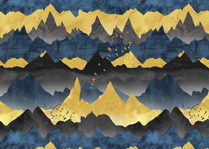 Blue and golden mountains