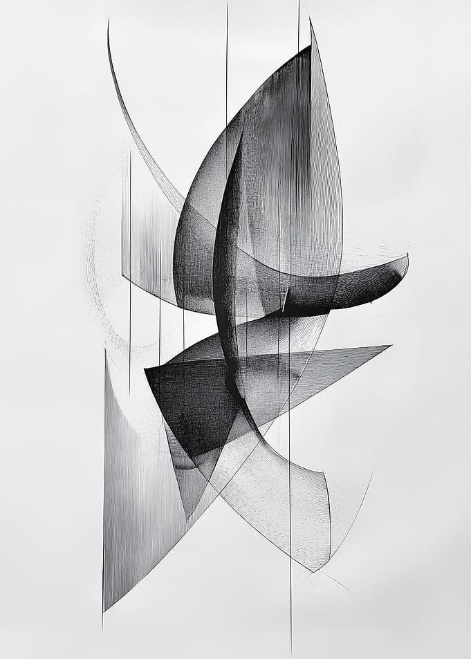 Black White Abstract Art