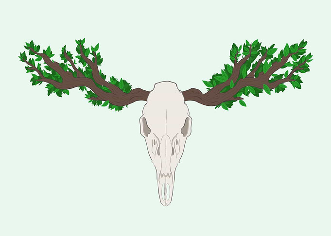 Summer Tree Deer Skull