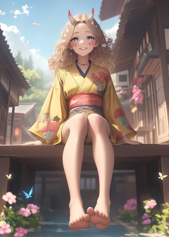 Oni Girl in Village