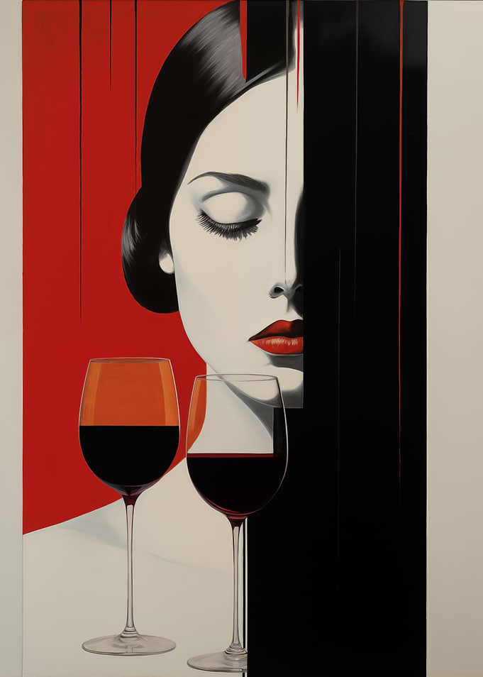 Woman and Wine Drink art