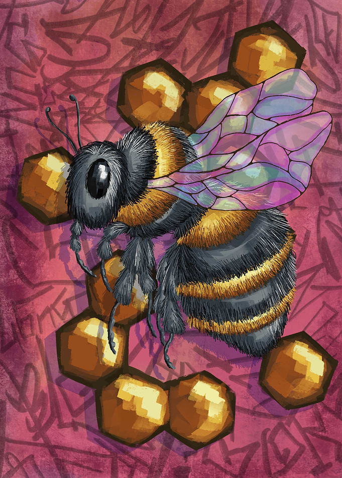Bee and honeycomb