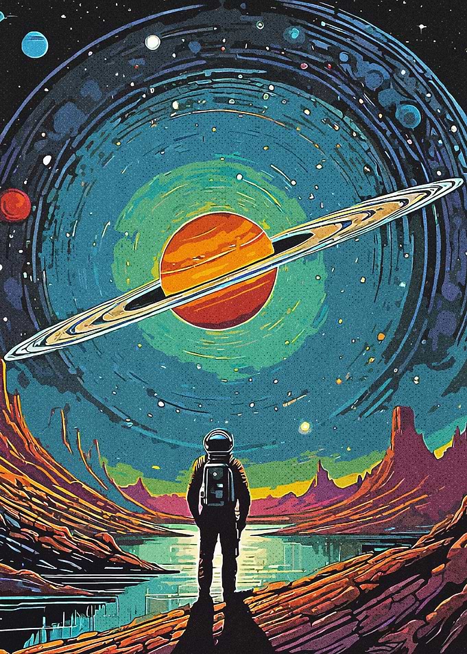 Colorful Saturn Planet