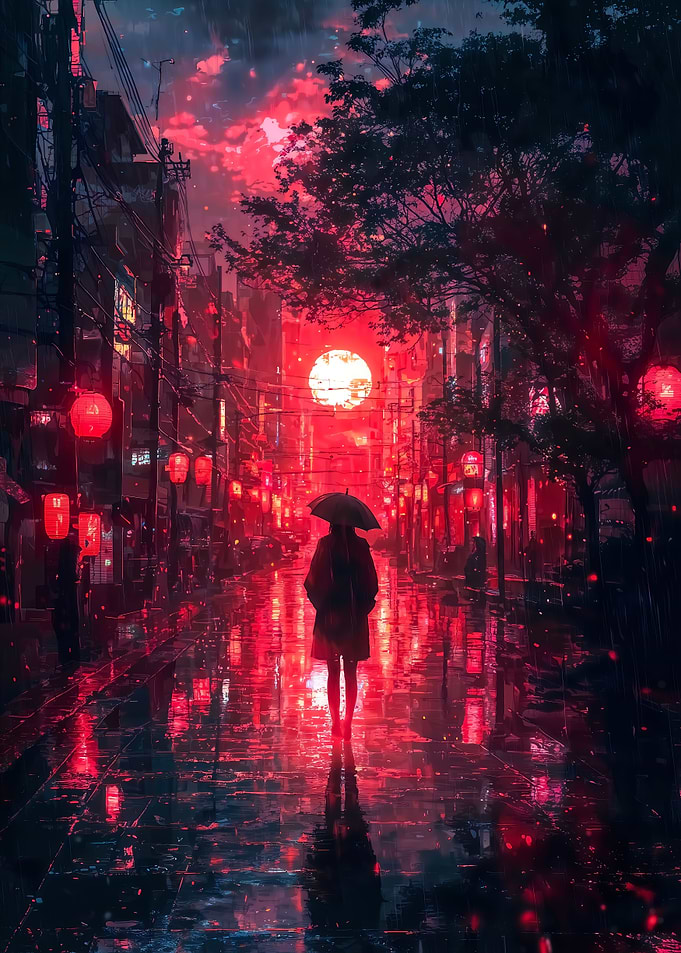 Red Moonlit Night