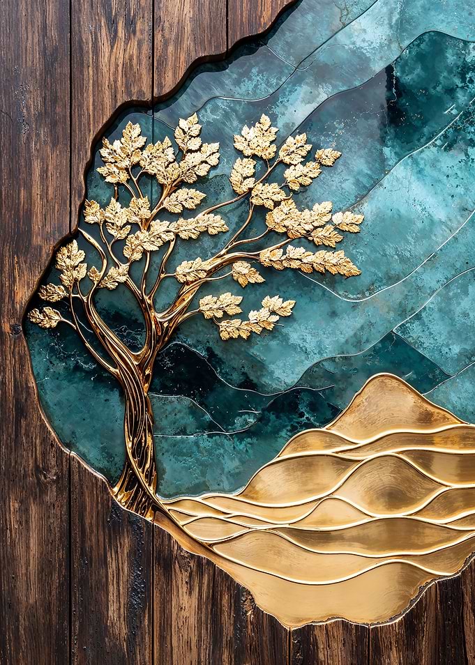 Golden Tree Wood Art