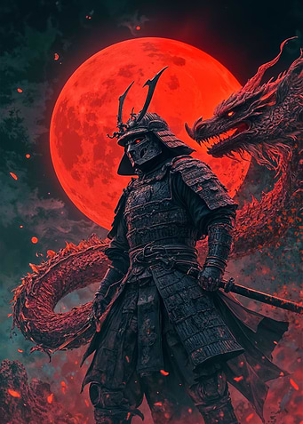 Samurai dragon Red Moon