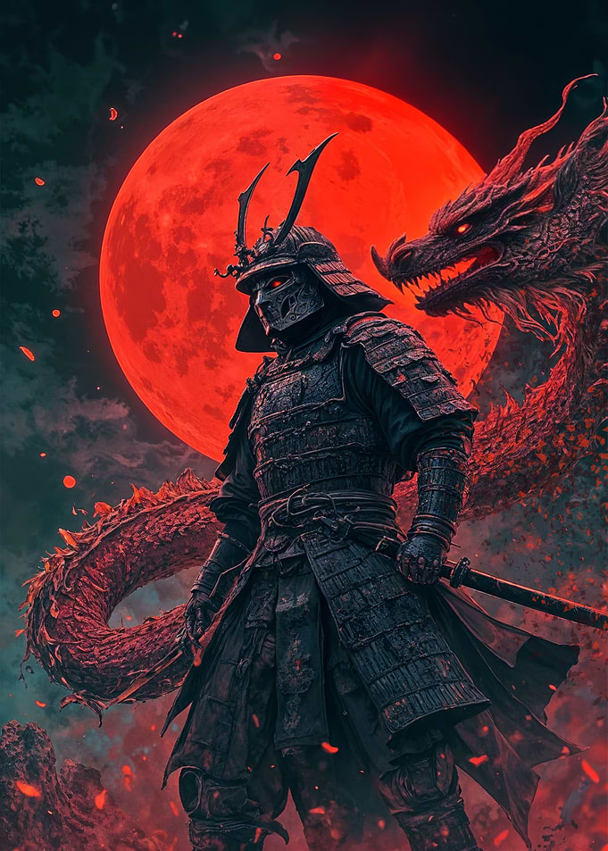 Samurai dragon Red Moon