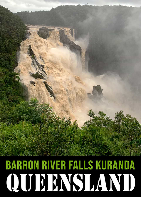 Barron River Falls Kuranda — vintage travel poster on metal