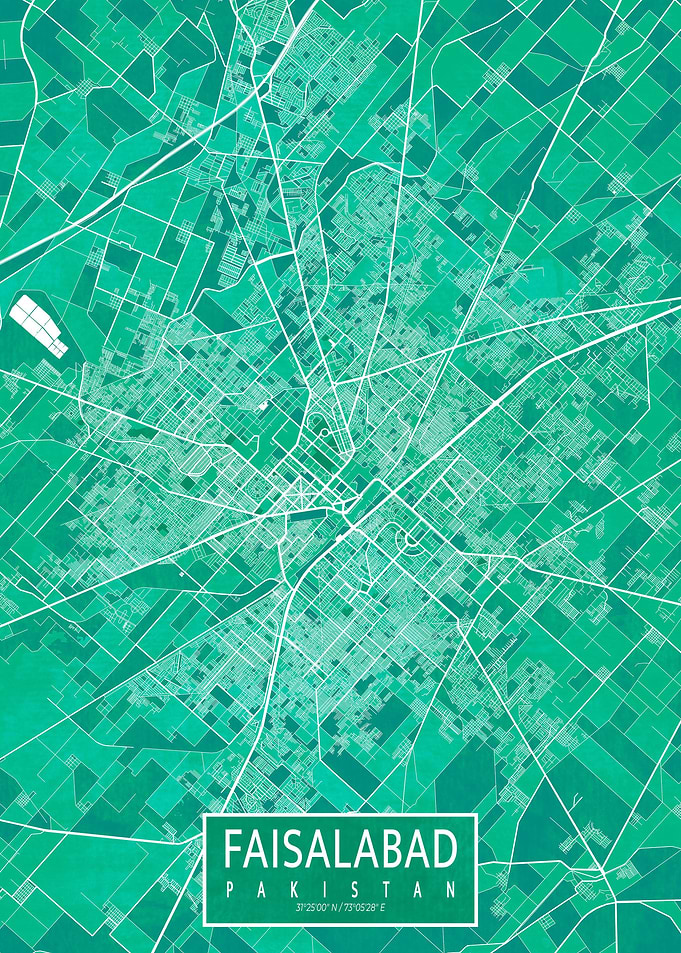 Faisalabad Map Watercolor