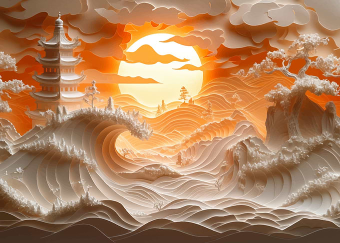 Sunset in Serene Waves