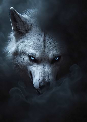 Wild white wolf halloween