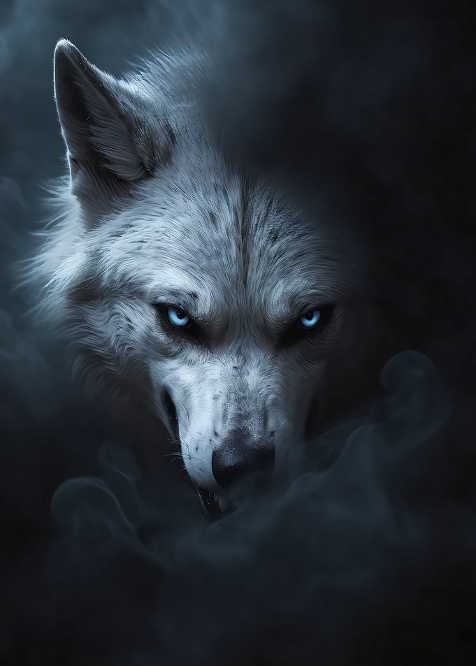 Wild white wolf halloween