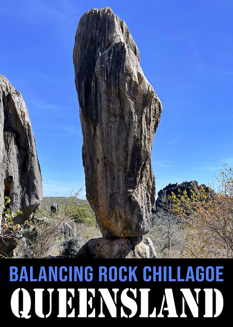 Balancing Rock Chillagoe — vintage travel poster on metal